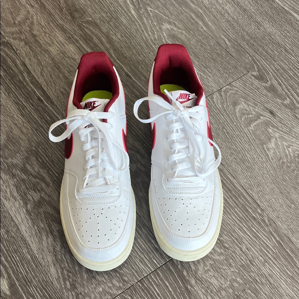 Nike White and Red Athletic Shoes